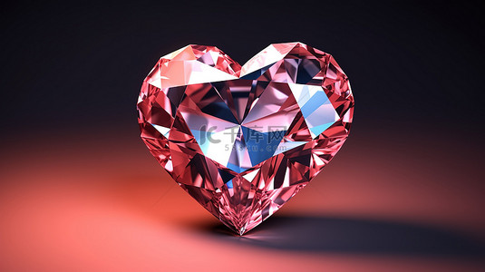 心形钻石宝石的 3d 渲染