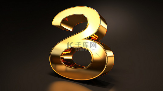 金色数字 82 的金属 3D 渲染