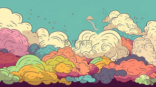 彩色天空云彩背景图片_天空彩色云朵卡通
