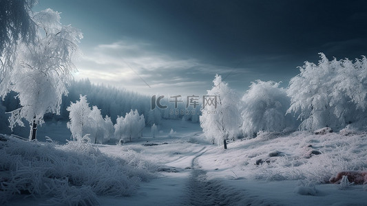 大雪背景图片_雪地雪松自然冬季背景