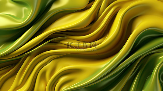 卷发背景图片_带有褶皱卷发和飞溅的黄绿色背景的优雅 3D 渲染