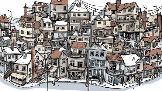 冬季城市背景图片_冬天城市插画