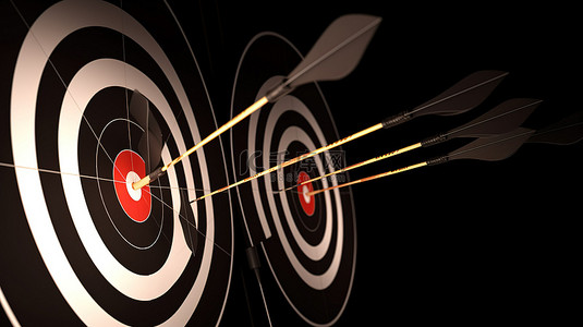 商业理念背景图片_高效的多任务处理 3 支箭在 3D 中击中 3 个射箭目标