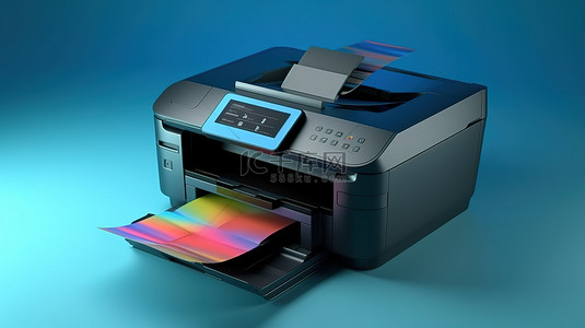 多功能打印机和扫描仪的多功能办公技术 3D 插图