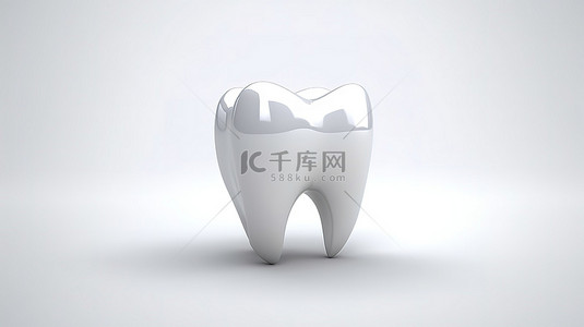 牙牙齿健康背景图片_1 保持牙齿健康和卫生的概念 3d 渲染白色背景上的白牙