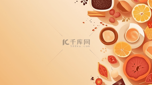 餐饮logo、背景图片_食物卡通背景插画