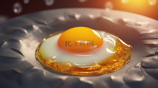 加密货币单面早餐与戴蛋黄 3D 渲染
