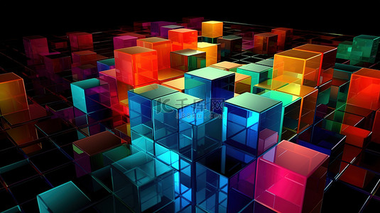 公司架构背景图片_3D 渲染抽象立方体的插图