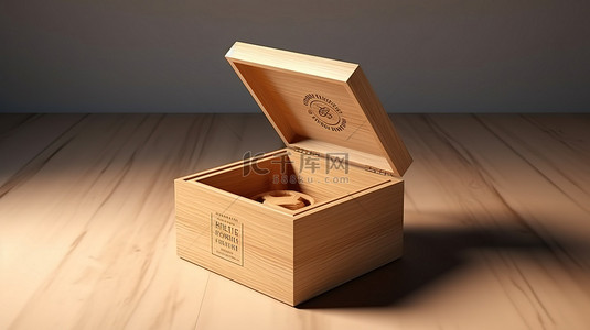 3D 渲染的方形木箱模型，带开盖，非常适合包装和棺材设计
