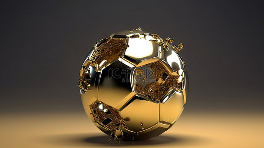 3d 渲染的发光金色足球
