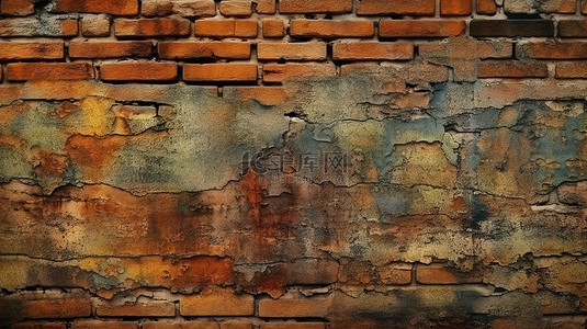 黑色砖墙背景图片_具有蹩脚纹理的复古砖墙的 3d 渲染