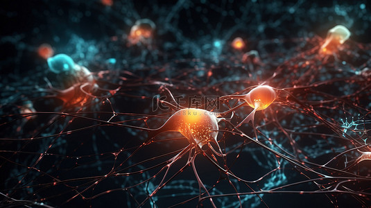 细胞背景图片_3d 渲染中神经元细胞连接的抽象世界