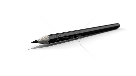 笔白色背景背景图片_用黑色铅笔的白色背景的 3d 插图