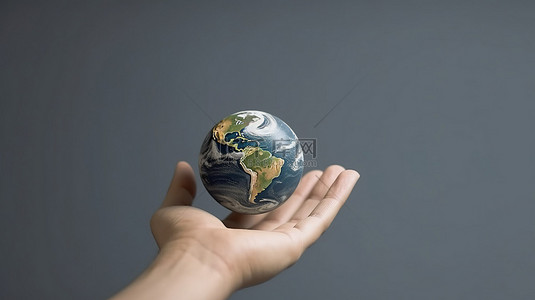 拯救世界地球在手的 3D 渲染