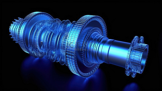 工程机械背景图片_燃气涡轮发动机中蓝色颗粒和线形成的 3D 渲染