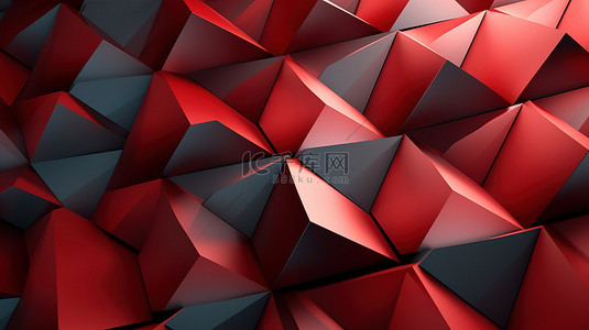 3d 几何菱形背景充满活力的红色全景渲染