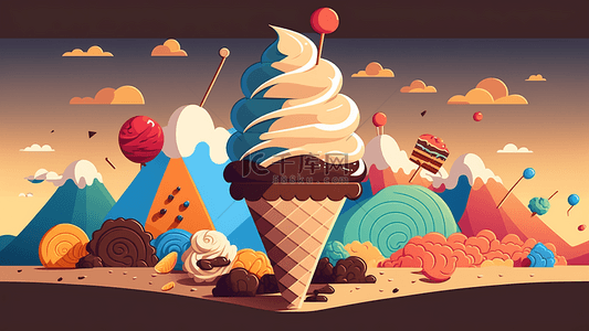 巧克力甜品冰激凌彩色背景图