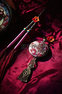 中国艺术龙歌汉生硬币红宝石墨西哥胡椒吊坠