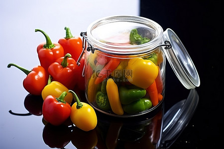 新鲜蔬菜背景图片_玻璃容器中的新鲜蔬菜