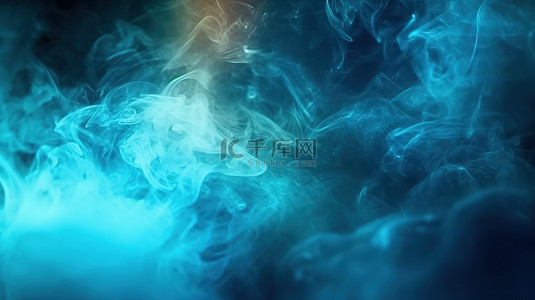 抽象烟雾背景背景图片_电影主题 3D 插图，在垃圾纹理电影背景上呈现豪华优雅的运动蓝色烟雾和灯光效果