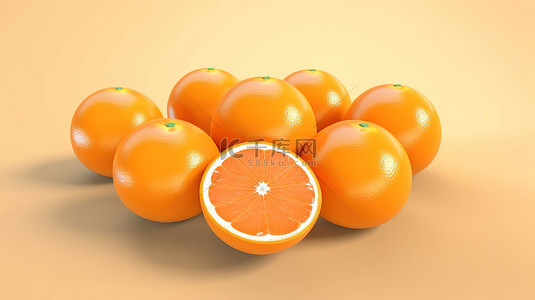美食节背景图片_最小水果概念橙色水果糖果的 3d 渲染
