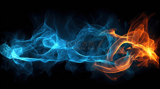易燃易爆标志背景图片_动态蓝色火焰的 3d 火焰