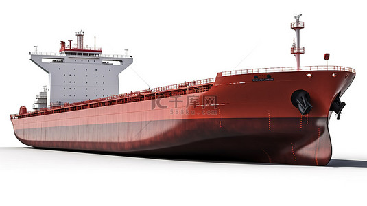 用 3D 技术创建的白色背景上描绘的当代货运船