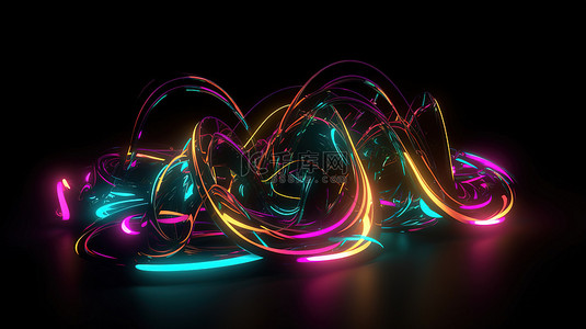 在 3d 数字插图中描绘的抽象霓虹灯