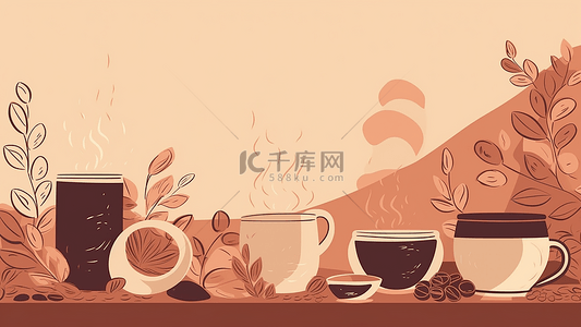 咖啡烘培插画海报背景