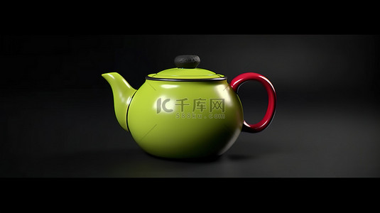 红色和黑色独立茶壶的 3D 渲染图像，打造完美的下午茶时间