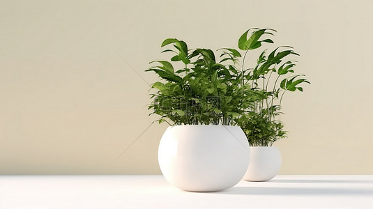 3D 渲染盆栽植物逼真样机