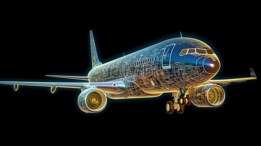 飞机向上背景图片_以图形细节渲染的飞机 3D 合成图像