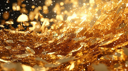 闪闪发光的金色背景 3d 插图渲染在 3d 中