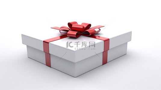 红色礼物盒背景背景图片_3d 白色背景上装饰着红丝带和蝴蝶结的大雪礼物盒