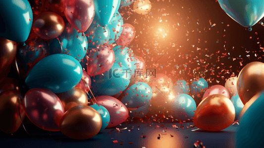 周年庆背景图片_派对气球纸屑欢乐真实背景