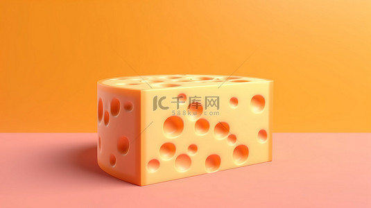 奶背景图片_粉红色背景上奶酪的 3D 渲染插图，具有充足的复制空间