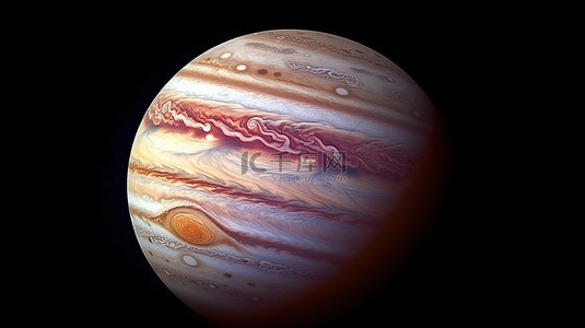 浩瀚太空中的木星 3D 插图