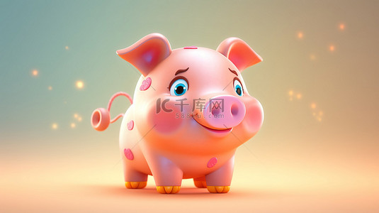 猪卡通背景图片_顽皮的猪 3d 图形
