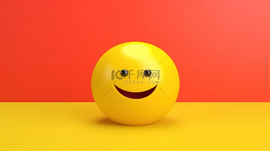 微笑表情卡通背景图片_在明亮的工作室背景上恋爱中的黄色微笑表情头的 3D 渲染