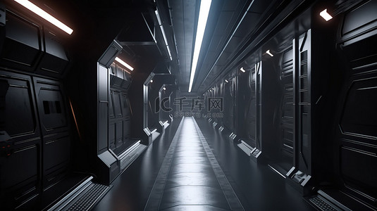 现实虚拟3D黑暗科幻走廊