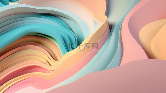 柔和的颜色抽象横幅 3D 插图完美的设计背景