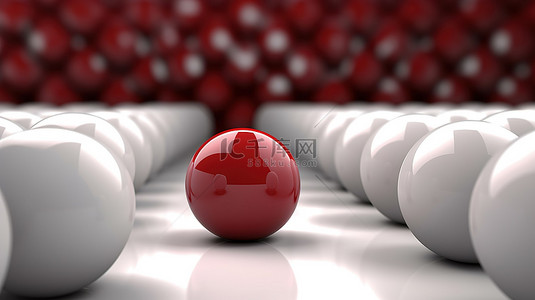 主导领导红球在白人 3D 渲染概念中引领潮流