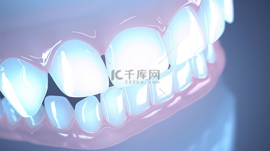 广告海报背景图片_3D 渲染中的概念牙齿美白