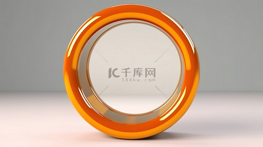 橙色玻璃背景图片_带橙色玻璃框架的白色圆柱形的 3D 渲染