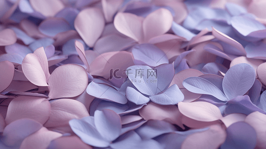 水彩花丛背景图片_粉紫色花瓣绣球花瓣花卉背景