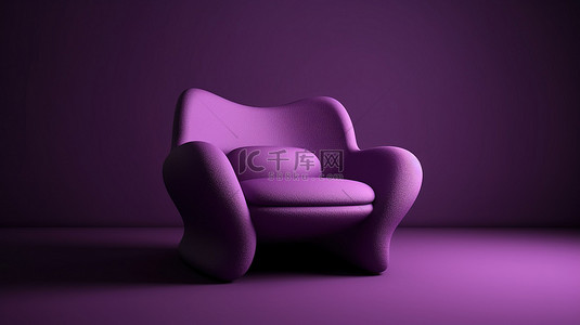 海报设计背景图片_灰色背景下抽象插图紫色扶手椅的 3D 渲染