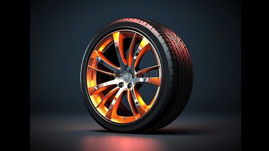 3D 插图中孤立车轮的渲染