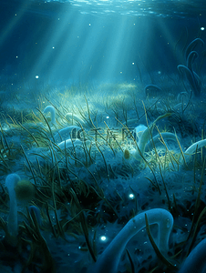 海底植物背景图片_深海海底世界珊瑚植物摄影广告背景