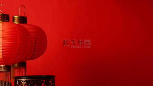 古典展台背景图片_红色灯笼展台中国风格广告背景