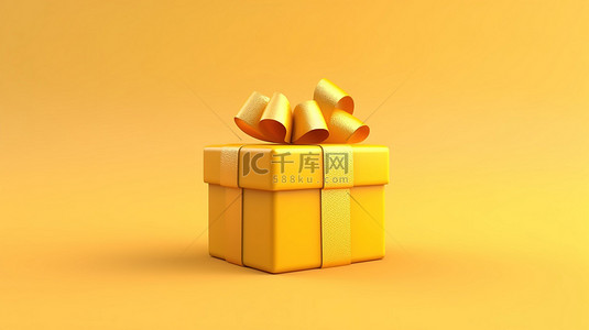 黄色生日背景图片_黄色背景与 3d 礼品盒插图